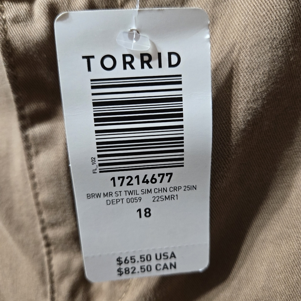 Torrid Brown Twill Crop Chino Pants NWT Size: 18 - Picture 5 of 6